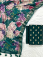 Dark Green Cotton Silk Zari Booti With Digital Print Dupatta Banarasi 3 Pcs Suit Set 1100SKL_CD2