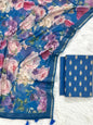 Blue Cotton Silk Zari Booti With Digital Print Dupatta Banarasi 3 Pcs Suit Set 1100SKL_CD4