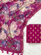 Magenta Cotton Silk Zari Booti With Digital Print Dupatta Banarasi 3 Pcs Suit Set 1100SKL_CD5