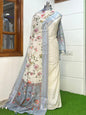 Cotton Dyable Embroidery Suit With Contrast Digital Print Grey Dupatta Banarasi Suit Set 1100SKL_CD9
