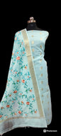 Seagreen Linen Silk Floral Zari Booti with Embroidery Jaal Dupatta Banarasi Suit 1100SKL_LN29