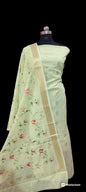 Light Yellow Linen Silk Floral Zari Booti with Embroidery Jaal Dupatta Banarasi Suit 1100SKL_LN32
