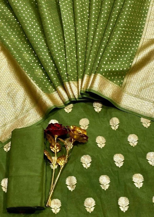 Light Green Pure Mercerised Banarasi Suit with Lorex Weaving & Floral Booti Dupatta 1100SKL_MSL6