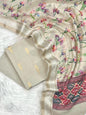 Beige Pure Mercerised Zari Booti with Digital Print Dupatta Banarasi Suit 1100SKL_PMD1