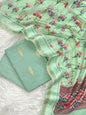 Light Green Pure Mercerised Zari Booti with Digital Print Dupatta Banarasi Suit 1100SKL_PMD3