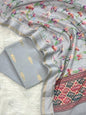 Grey Pure Mercerised Zari Booti with Digital Print Dupatta Banarasi Suit 1100SKL_PMD6