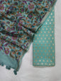 Seagreen Pink Pure Mercerise Silk Chunri Zari Booti with Chanderi Silk Print Dupatta Suit Set 1100SKL_PMC11