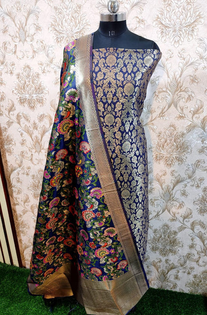 Navy Blue Premium Silk Brocade Banarasi Suit with Rich Kimkhab Multicolor Dupatta 1150SKL_BK6