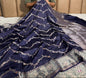 Navy Blue Semi Chiniya Silk Meenakari Aada Zari Jaal Zari Border Banarasi Saree 115AM_SC10