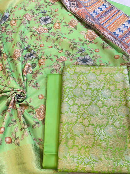 Green Brocade Katan Silk Zari Jaal Banarasi Dupatta with Digital Print Dupatta Banarasi Suit 11IM_BRCD2