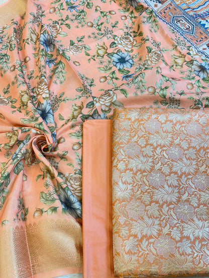 Orange Brocade Katan Silk Zari Jaal Banarasi Dupatta with Digital Print Dupatta Banarasi Suit 11IM_BRCD4