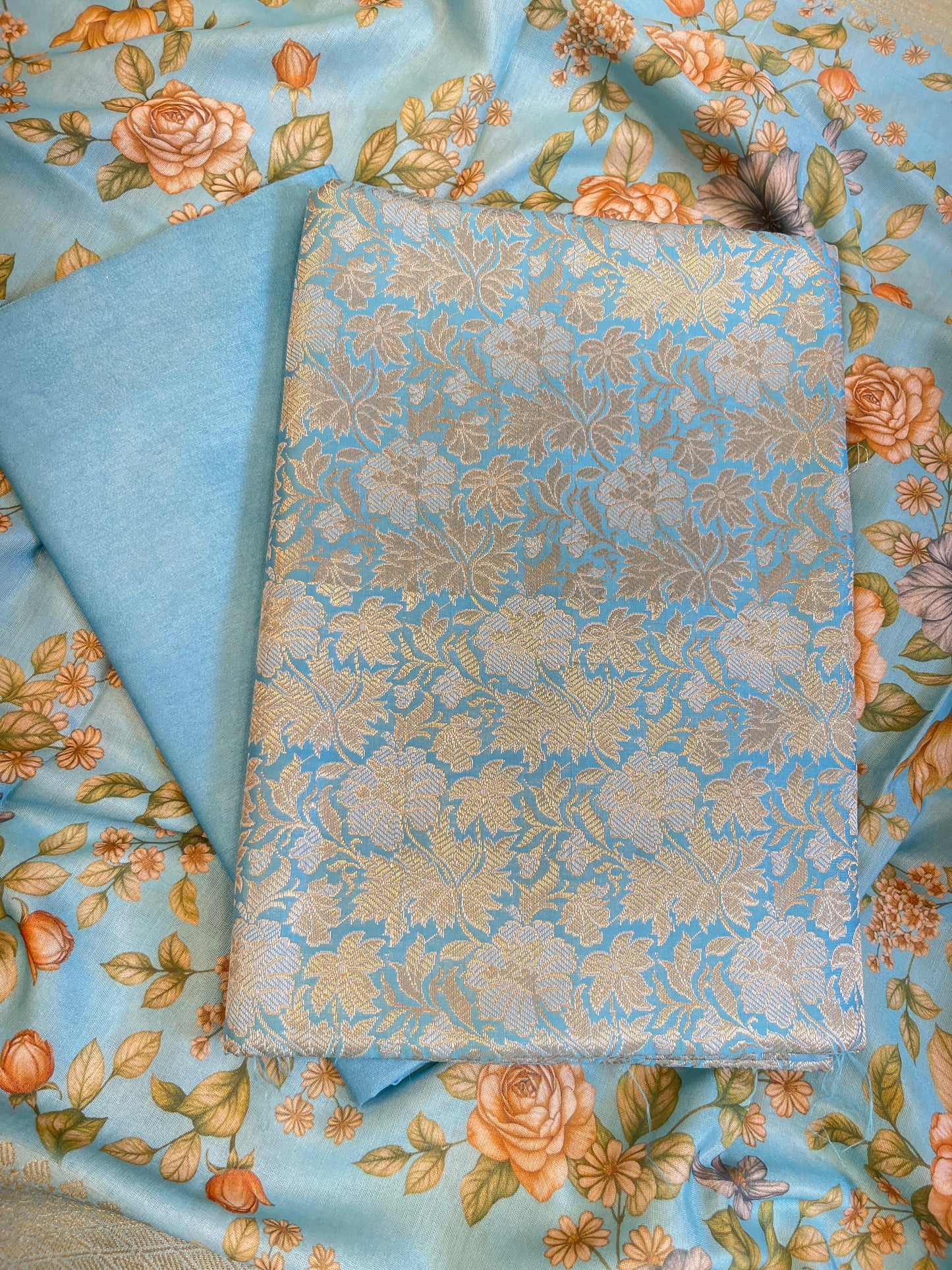 Light Blue Brocade Katan Silk Zari Jaal Banarasi Dupatta with Digital Print Dupatta Banarasi Suit 11IM_BRCD5