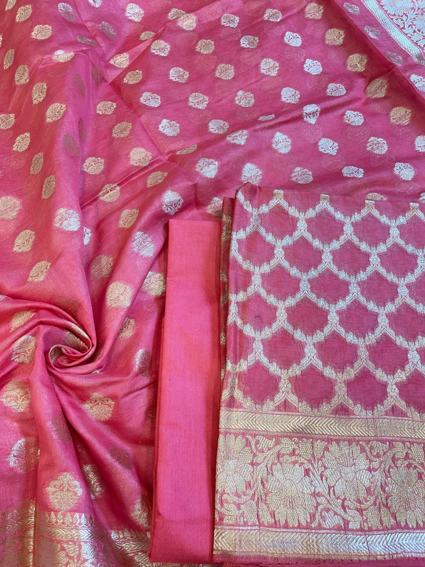Peach Pure Cotton Dyable Zari Geometrical Jaal Banarasi Suit 11IM_PCD2