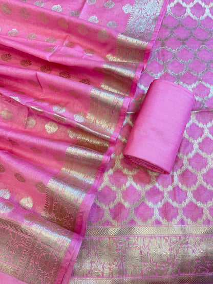 Pink Pure Cotton Dyable Zari Geometrical Jaal Banarasi Suit 11IM_PCD4
