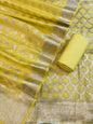 Yellow Pure Cotton Dyable Zari Geometrical Jaal Banarasi Suit 11IM_PCD5