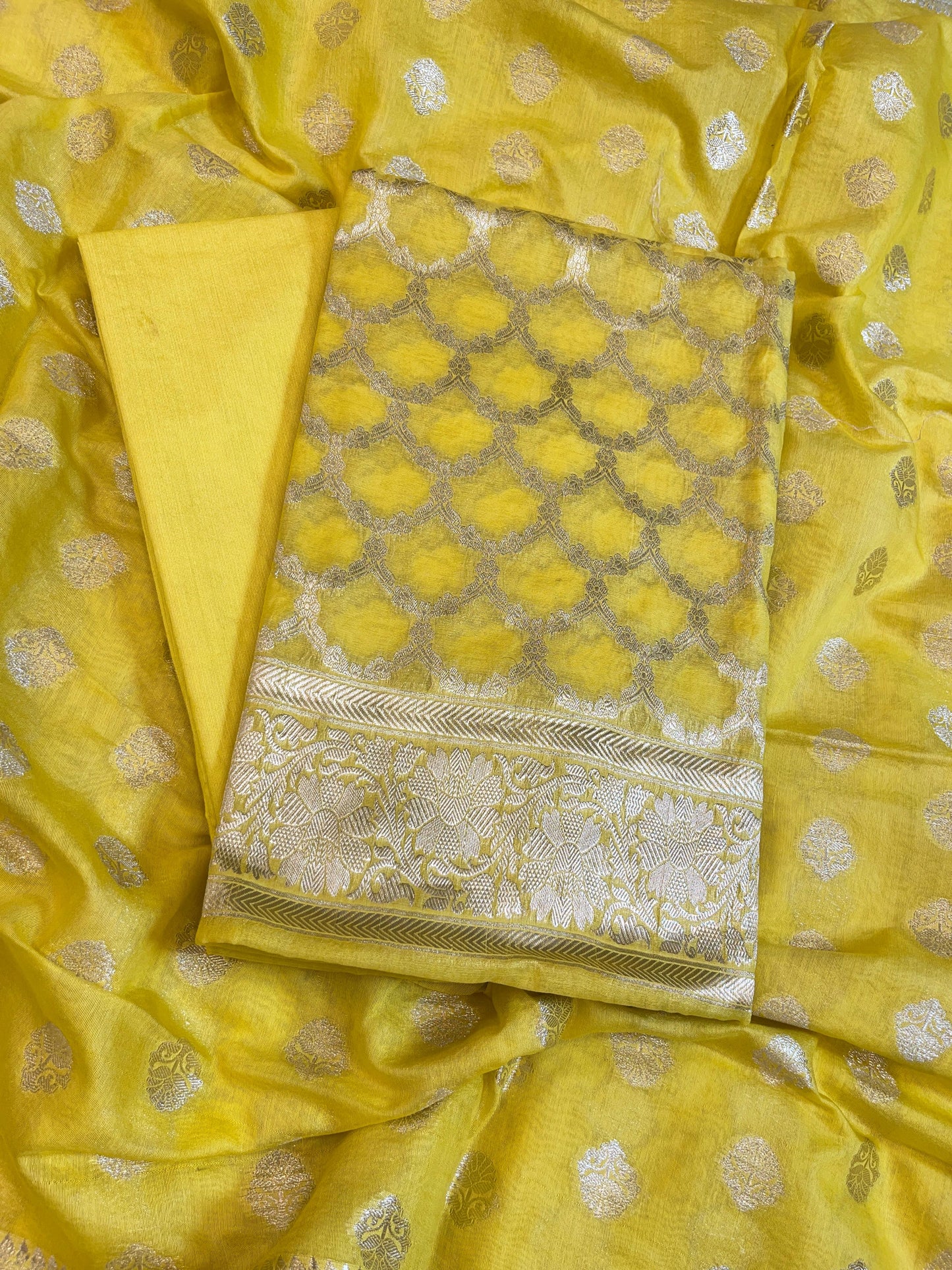 Yellow Pure Cotton Dyable Zari Geometrical Jaal Banarasi Suit 11IM_PCD5