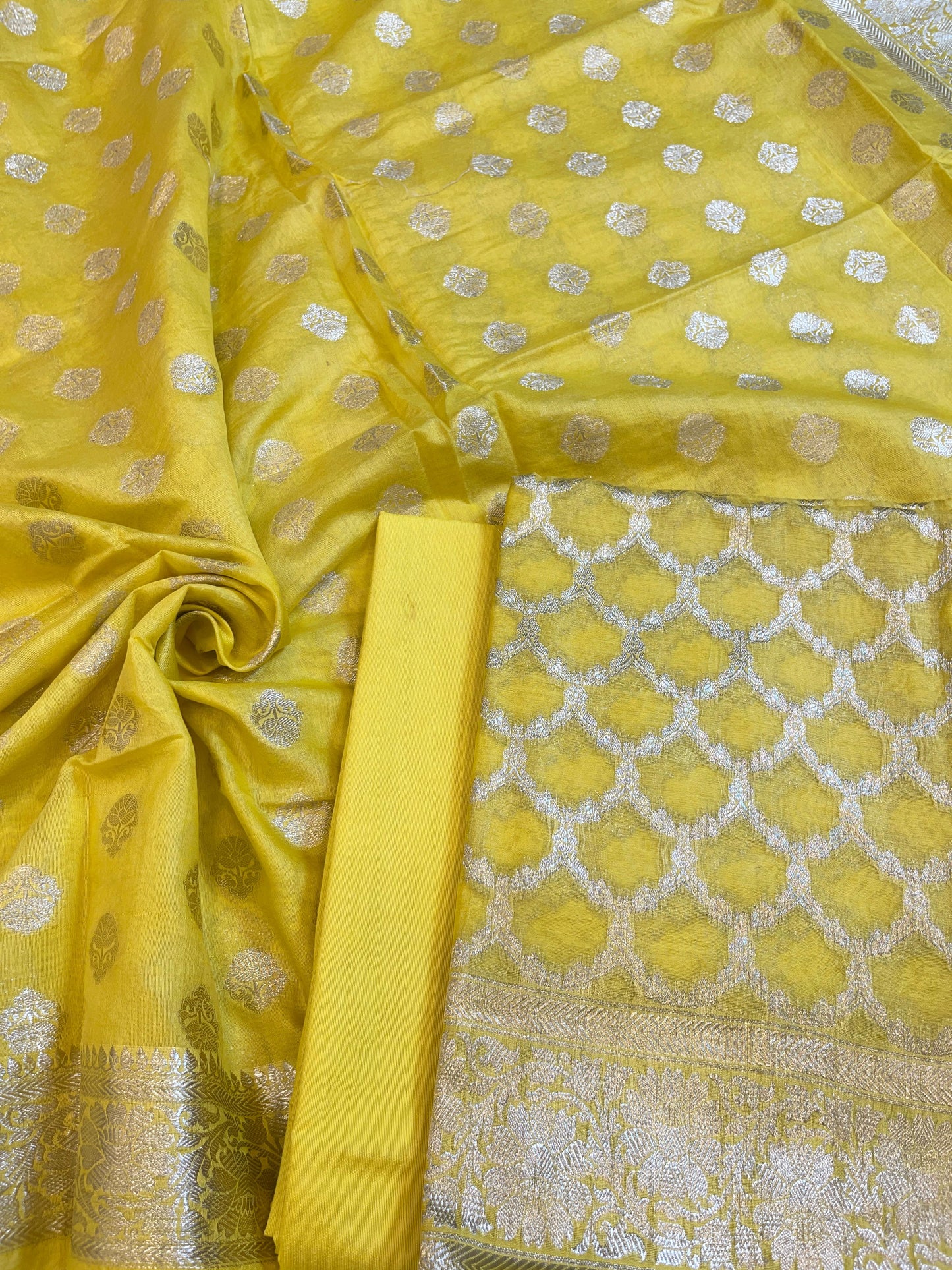 Yellow Pure Cotton Dyable Zari Geometrical Jaal Banarasi Suit 11IM_PCD5