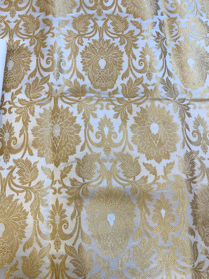 Cream Brocade Kimkhab Floral Boota Jaal Banarasi Suit with Digital Print Dupatta 11SKL_BK3