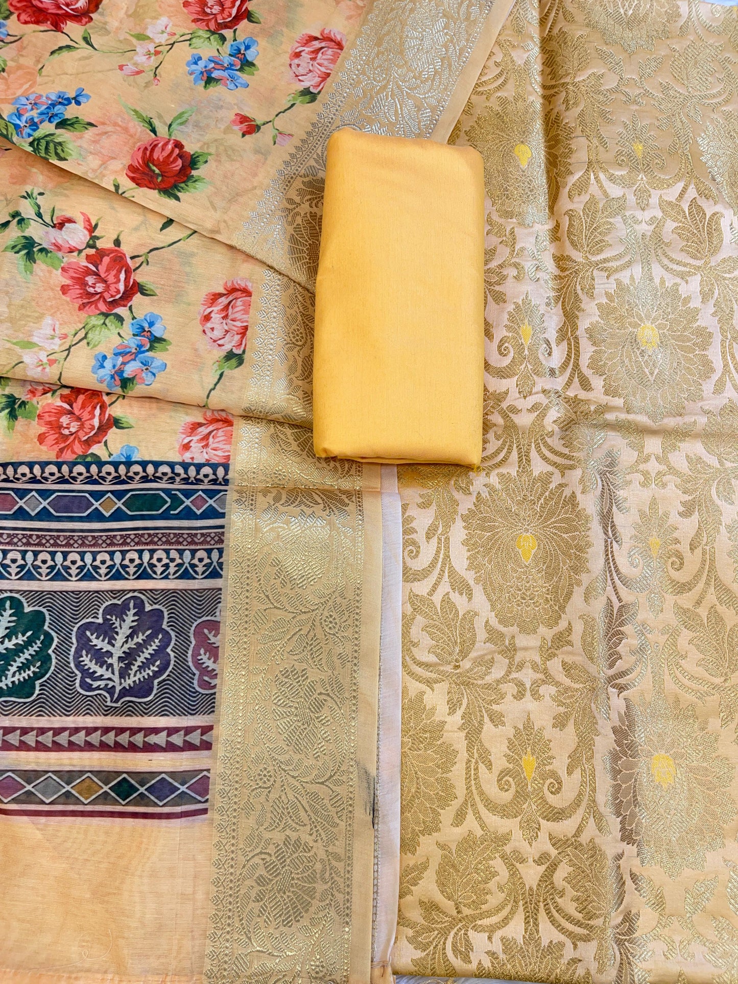 Yellow Brocade Kimkhab Floral Boota Jaal Banarasi Suit with Digital Print Dupatta 11SKL_BK4