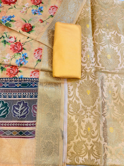 Yellow Brocade Kimkhab Floral Boota Jaal Banarasi Suit with Digital Print Dupatta 11SKL_BK4