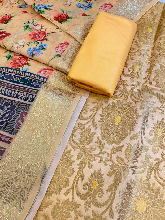 Yellow Brocade Kimkhab Floral Boota Jaal Banarasi Suit with Digital Print Dupatta 11SKL_BK4