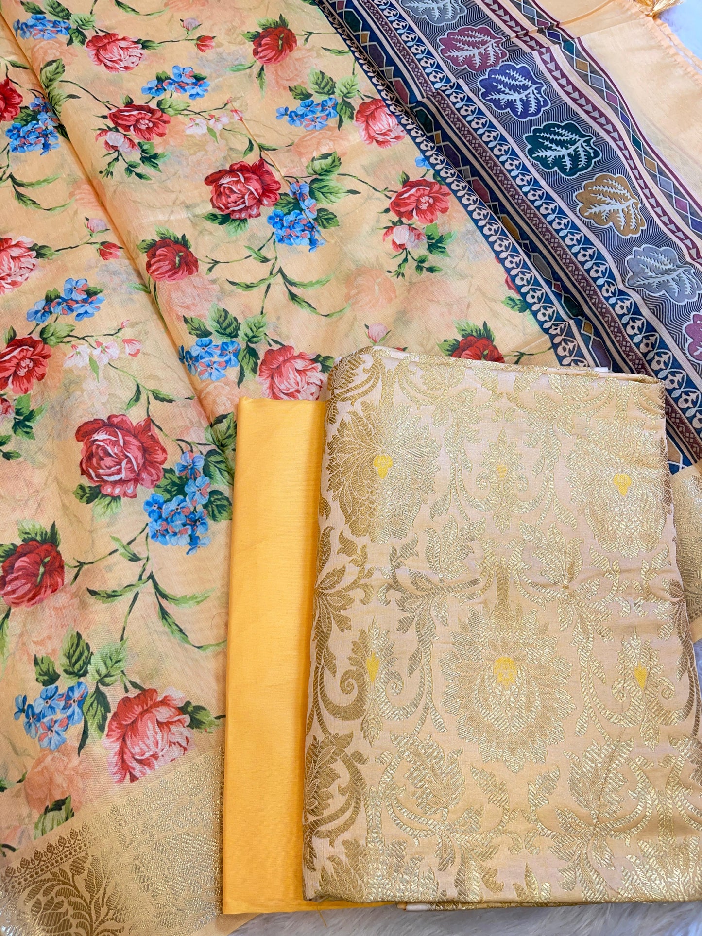 Yellow Brocade Kimkhab Floral Boota Jaal Banarasi Suit with Digital Print Dupatta 11SKL_BK4