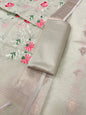 Lime Yellow Linen Silk Floral Zari Booti with Embroidery Jaal Dupatta Banarasi Suit 11SKL_LNE6
