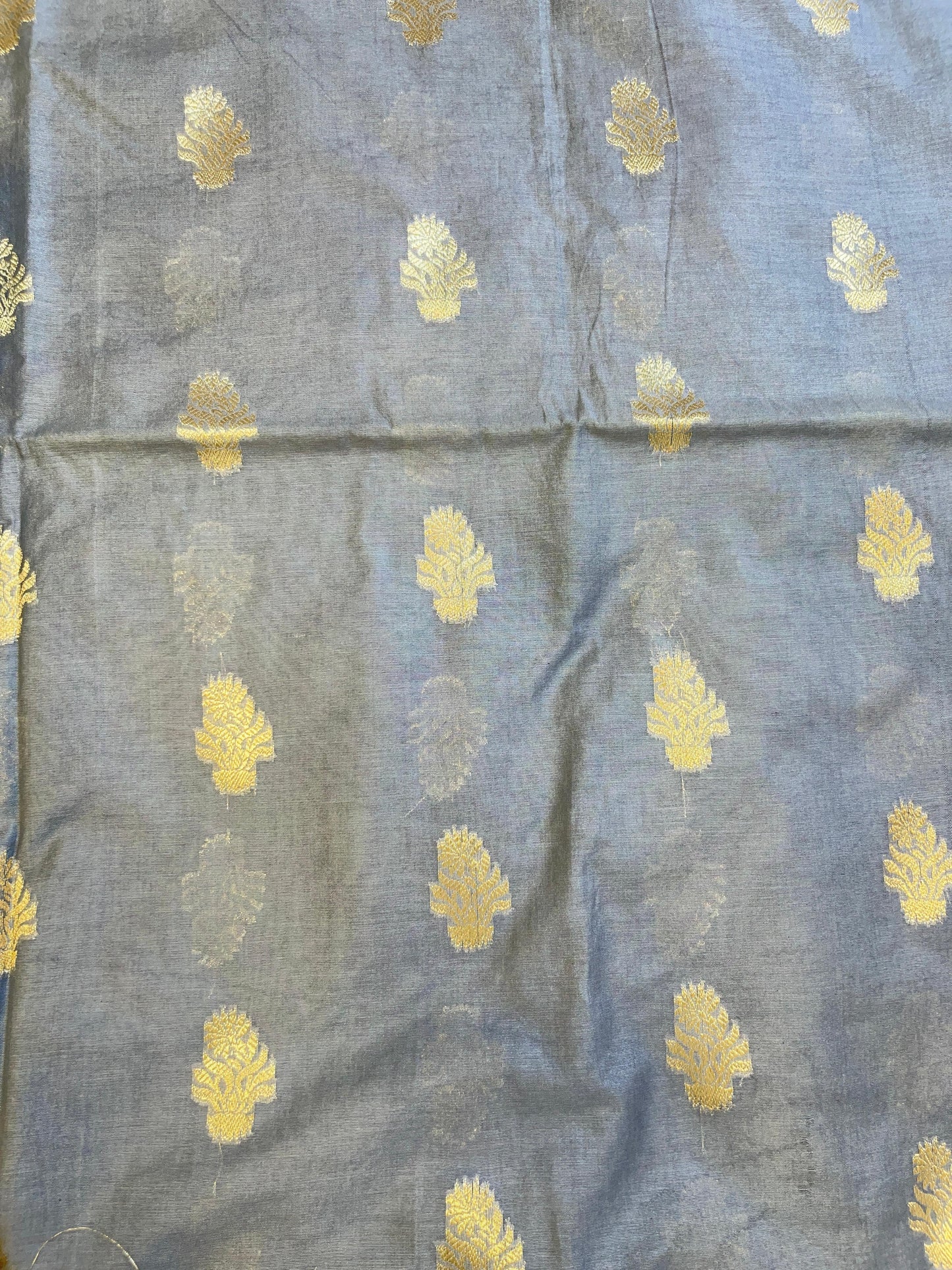 Grey Mercerise Silk Floral Zari Booti with Embroidery Dupatta Banarasi Suit 11SKL_MSRS10