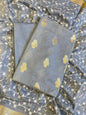 Grey Mercerise Silk Floral Zari Booti with Embroidery Dupatta Banarasi Suit 11SKL_MSRS10