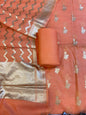 Peach Mercerise Silk Floral Zari Booti with Zig-Zag Dupatta Banarasi Suit 11SKL_MSRS2