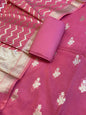 Dark Pink Mercerise Silk Floral Zari Booti with Zig-Zag Dupatta Banarasi Suit 11SKL_MSRS3