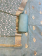Light Blue Mercerise Silk Floral Zari Booti with Embroidery Dupatta Banarasi Suit 11SKL_MSRS7