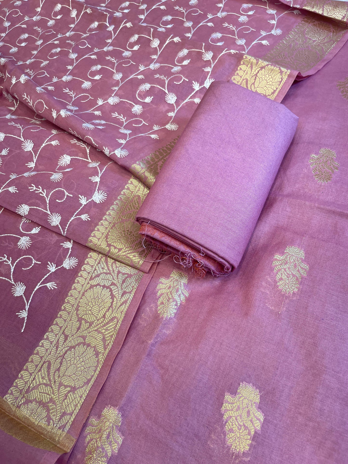 Red Onion Mercerise Silk Floral Zari Booti with Embroidery Dupatta Banarasi Suit 11SKL_MSRS9