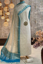 Off white resham weave Banarasi Suit & Lorex Contrast Border Sky Blue Dupatta 1200SKL_BM3