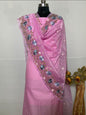 Pink Banarasi Cotton Embroidered Suit with Heavy Organza Floral Embroidery Dupatta 1200SKL_CSE1