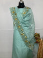 Seagreen Banarasi Cotton Embroidered Suit with Heavy Organza Floral Embroidery Dupatta 1200SKL_CSE2