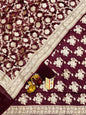 Wine Georgette Silk Floral Banarasi Suit Set 1200SKL_GS1