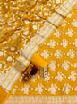 Gold Georgette Silk Floral Banarasi Suit Set 1200SKL_GS3
