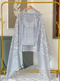 Serene Grey Kota check Necklace Banarasi Suit with White Thread Embroidery 1200SKL_KNE1