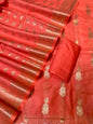 Orange Cotton Linen Floral Zari Booti Banarasi Suit with Zari Booti Dupatta 120DAN_CL11