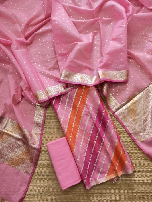 Pink Pure Mercerised Lorex Weave Suit with Hand-Brushed Lorex Dupatta 1250SKL_MH2