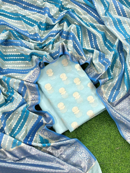 Seagreen Pure Mercerised Lorex Weaving Suit with Handbrush Lorex Dupatta 1250SKL_ML2