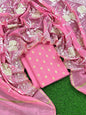 Pure Mercerized Baby Pink Floral Booti Banarasi Suit with Heavy Thread work Jaal Dupatta 1250SKL_PME1