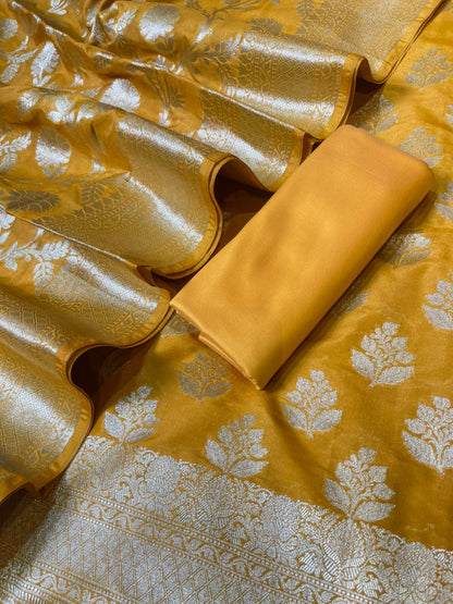 Gold Katan Upada Silk Floral Zari Boota Banarasi Suit with Alfi Zari Jaal Dupatta 125DAN_KU10