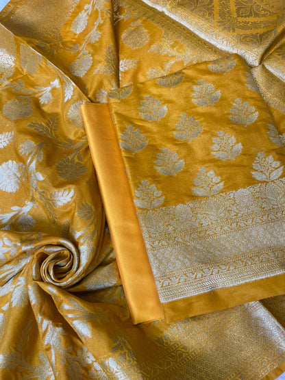 Gold Katan Upada Silk Floral Zari Boota Banarasi Suit with Alfi Zari Jaal Dupatta 125DAN_KU10