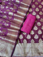 Burgundy Katan Upada Silk Floral Zari Boota Banarasi Suit with Alfi Zari Jaal Dupatta 125DAN_KU11