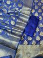 Indigo Blue Katan Upada Silk Floral Zari Boota Banarasi Suit with Alfi Zari Jaal Dupatta 125DAN_KU12