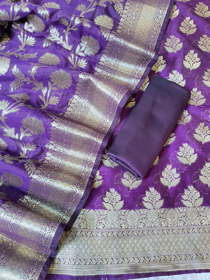 Deep Purple Katan Upada Silk Floral Zari Boota Banarasi Suit with Alfi Zari Jaal Dupatta 125DAN_KU14