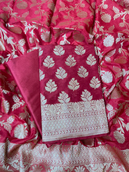 Maroon Katan Upada Silk Floral Zari Boota Banarasi Suit with Alfi Zari Jaal Dupatta 125DAN_KU15