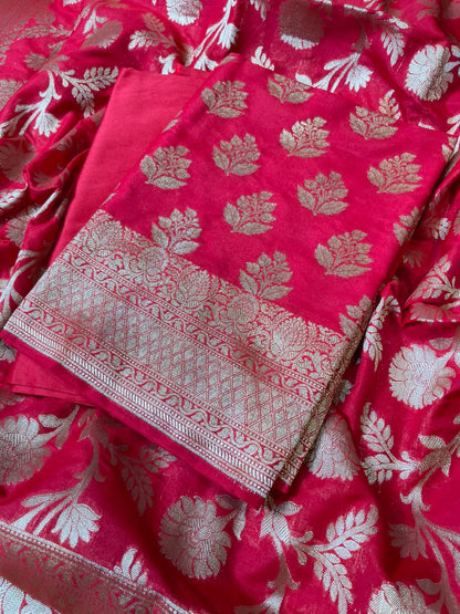 Red Katan Upada Silk Floral Zari Boota Banarasi Suit with Alfi Zari Jaal Dupatta 125DAN_KU9